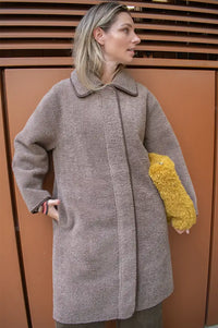 Yerse Chocolate Faux Shearling Coat