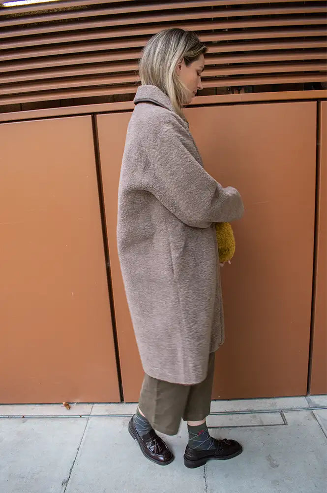 Yerse Chocolate Faux Shearling Coat
