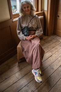Yerse Brown Checked Poplin Skirt