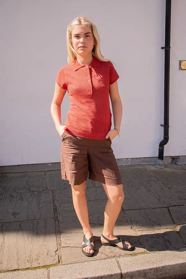 Yerse Terracotta Knitted Top - The Mercantile London