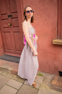Yerse Mauve Shirred Strap Dress - The Mercantile London