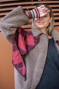 TBCo Berry Argyle large Merino Triangle Scarf