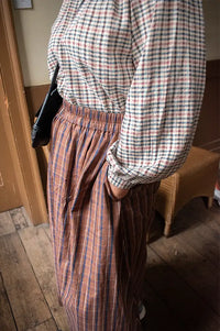 Yerse Brown Checked Poplin Skirt