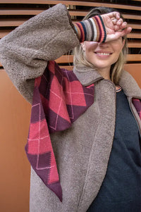 TBCo Berry Argyle large Merino Triangle Scarf