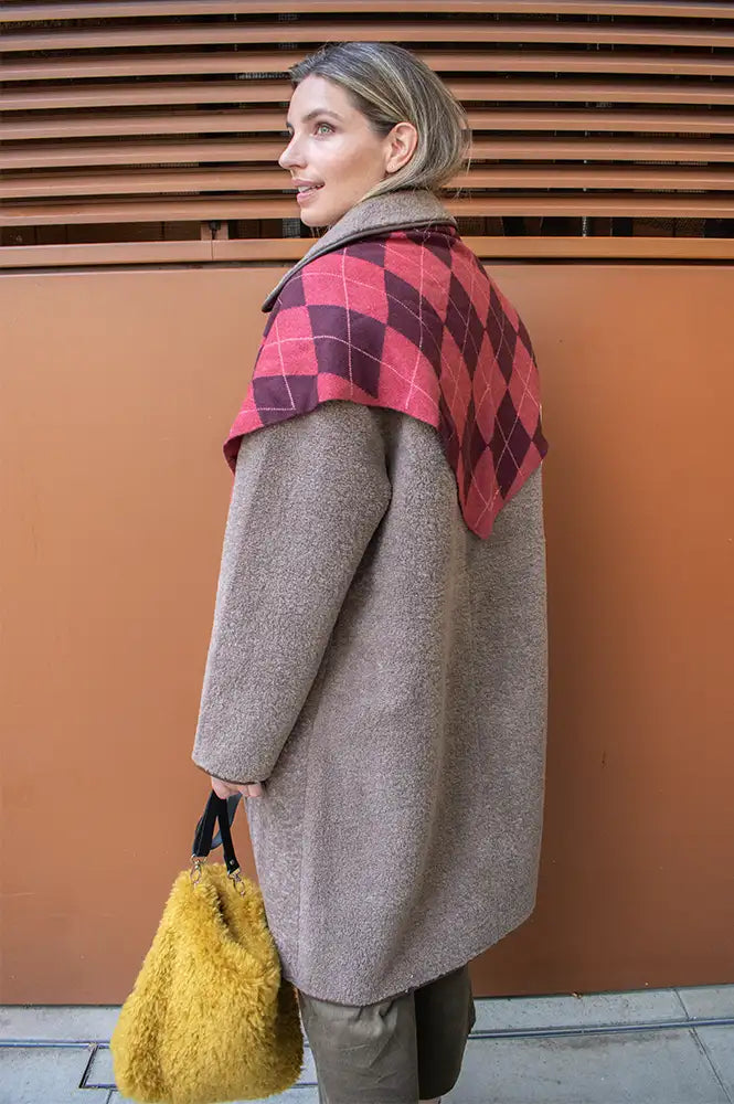 Yerse Chocolate Faux Shearling Coat