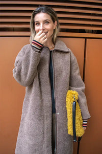 Yerse Chocolate Faux Shearling Coat