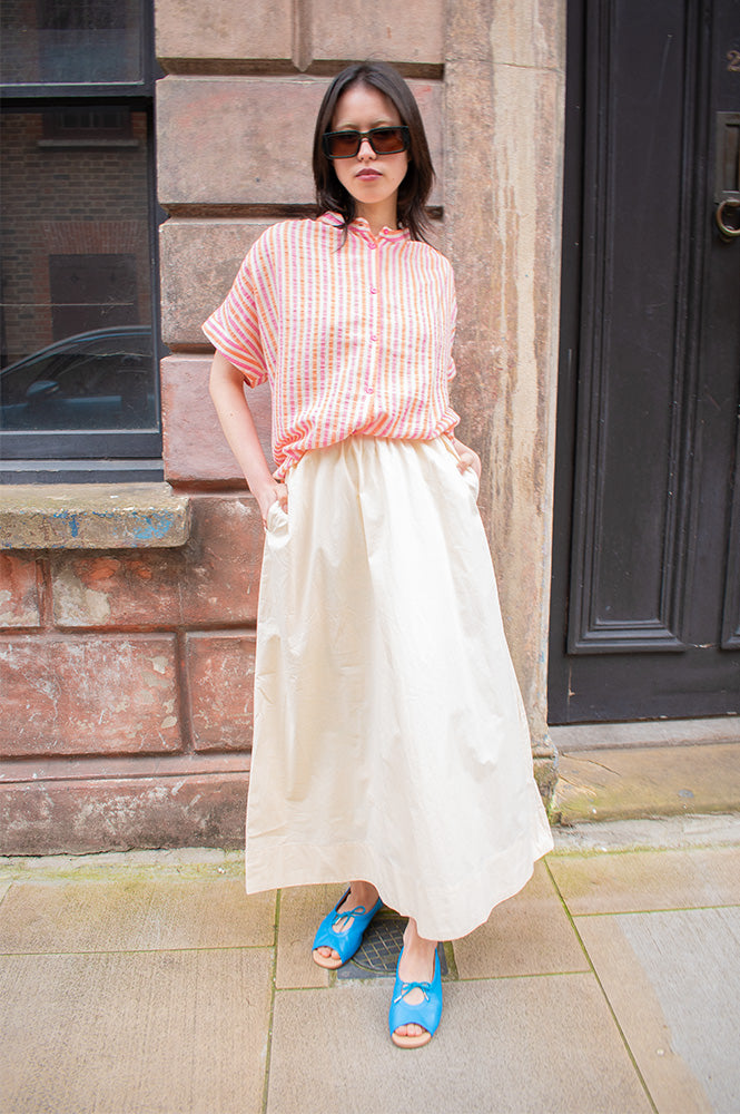 Yerse Ecru Cotton Poplin Skirt - The Mercantile London