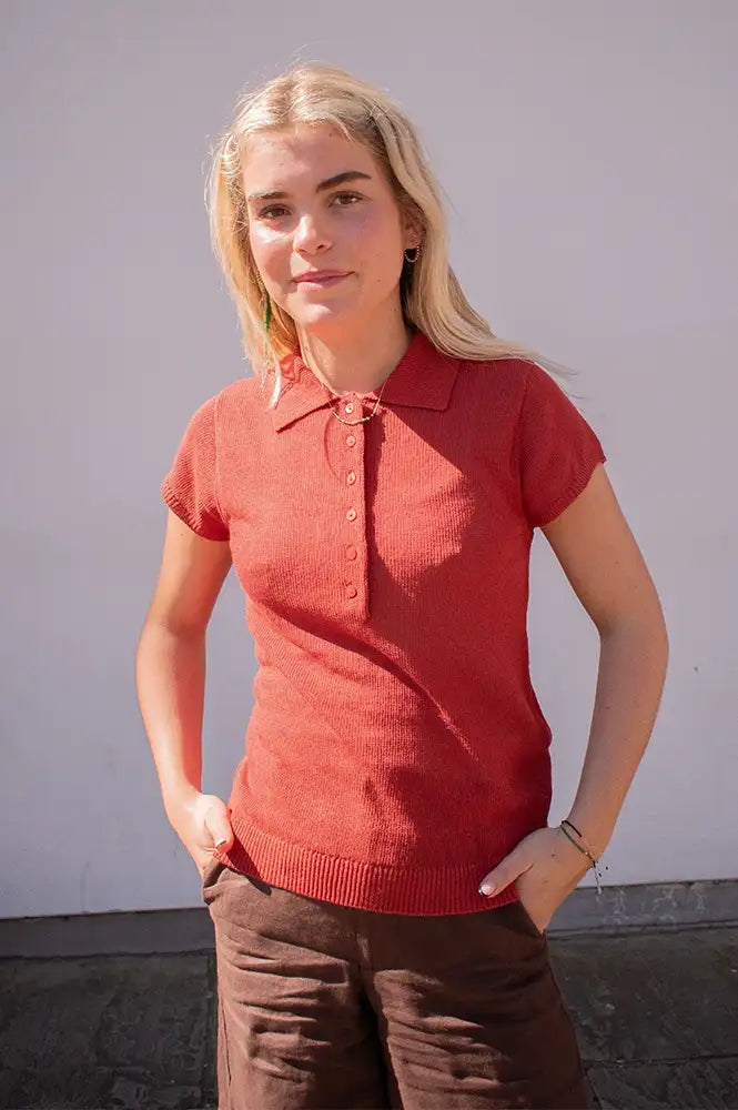 Yerse Terracotta Knitted Top - The Mercantile London