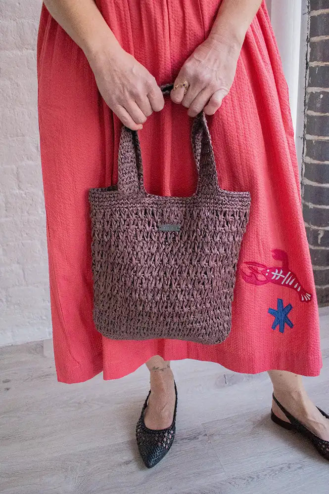 Yerse Chocolate Raffia Bag - The Mercantile London
