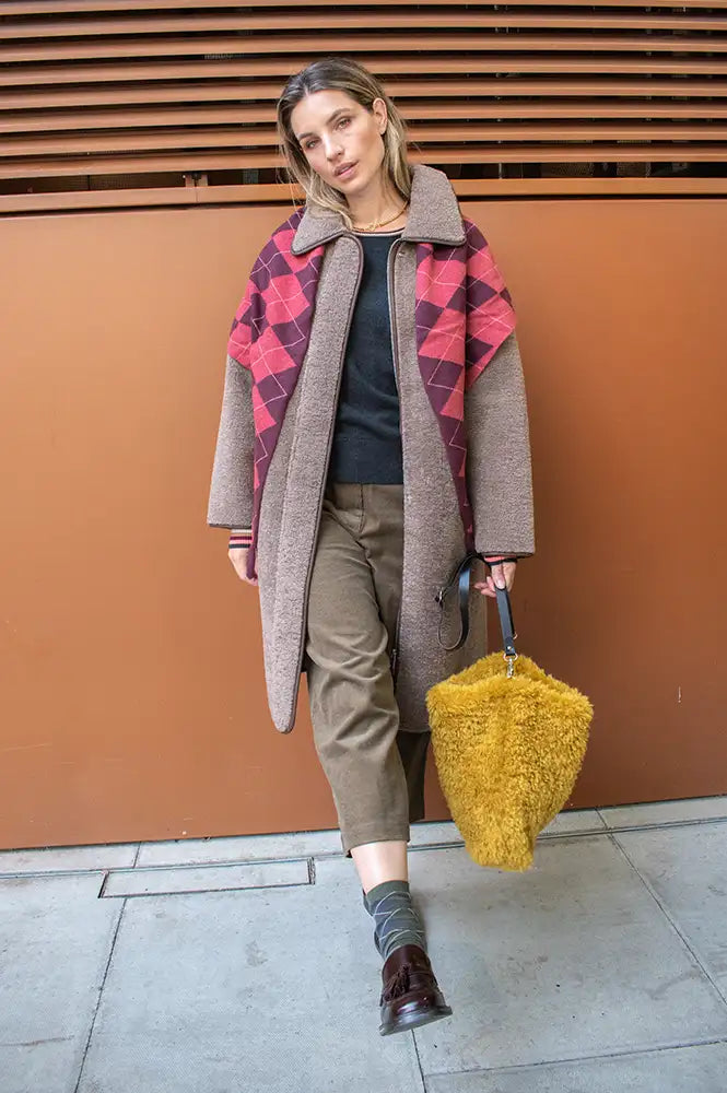Yerse Chocolate Faux Shearling Coat