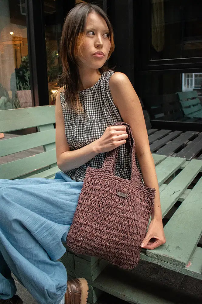 Yerse Chocolate Raffia Bag