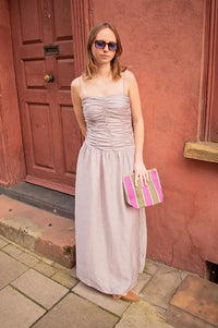 Yerse Mauve Shirred Strap Dress - The Mercantile London