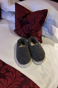 Yoko Wool Graphite Two Tone Natural Slippers - The Mercantile London