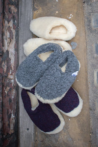 YOKO Wool Graphite Natural Slippers - The Mercantile London