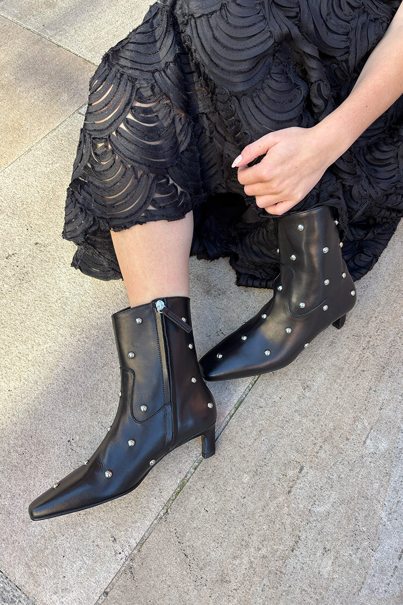 Alohas Nash Studded Black Ankle Boots - The Mercantile London