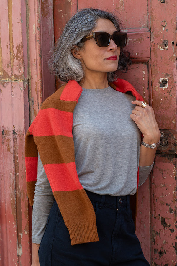 Object Zofia Grey Long Sleeve Top - The Mercantile London