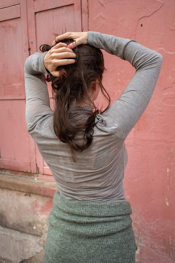 Object Zofia Grey Melange Turtleneck Top - The Mercantile London