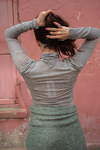 Object Zofia Grey Melange Turtleneck Top - The Mercantile London