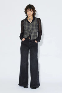 Dr Denim Zola Black Summer Checks Top - The Mercantile London