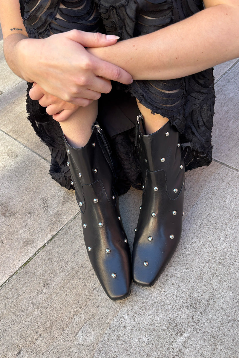 Alohas Nash Studded Black Ankle Boots - The Mercantile London