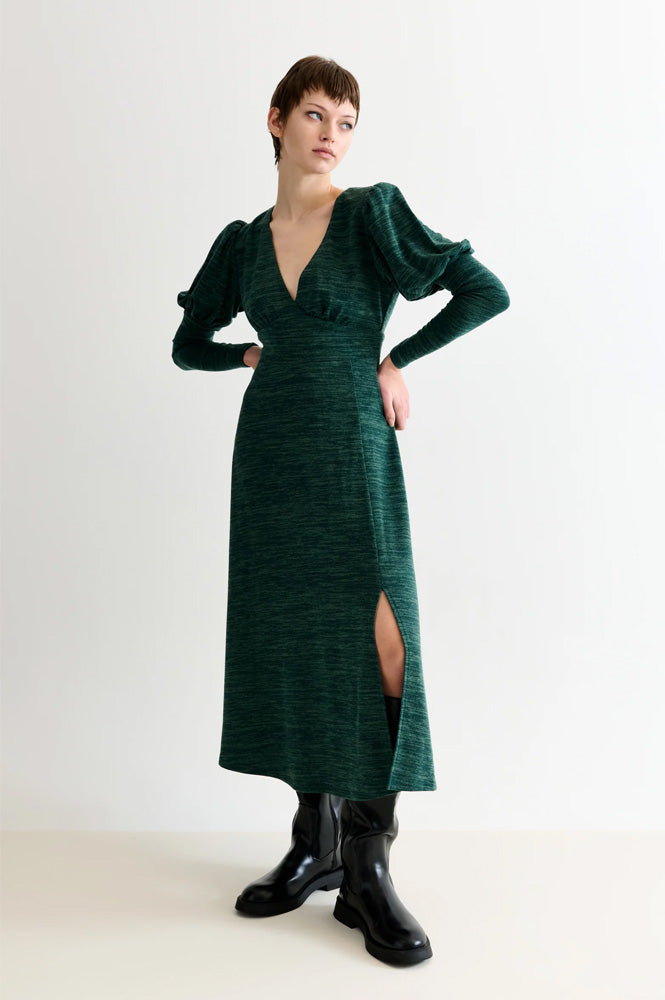 louche green dress Louche Soumia Jersey Bodice And Recycled Cotton Skirt Midaxi Dress - Green