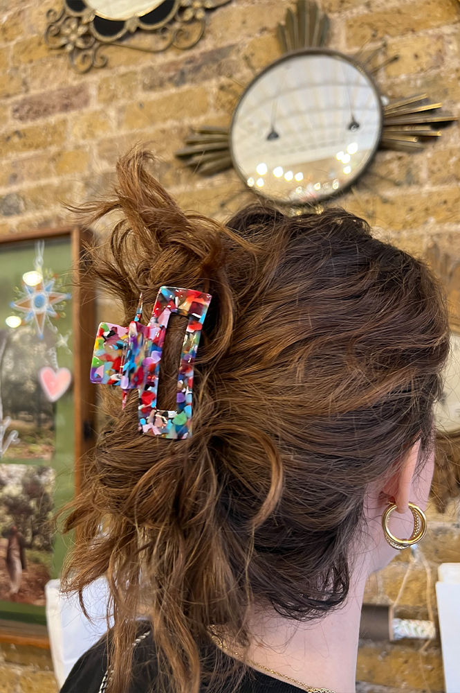 B.M.L Sophia Resin Red/Multi Hair Claw - The Mercantile London