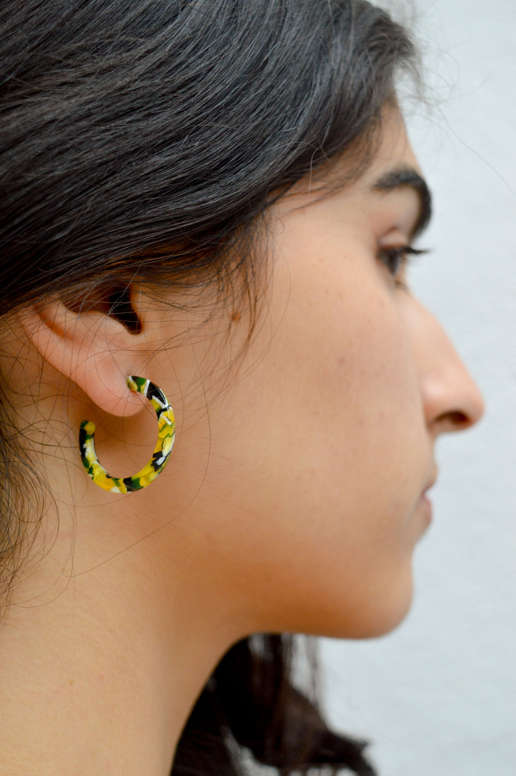 B.M.L Isla Tiny Resin Hoop Yellow Earrings - The Mercantile London