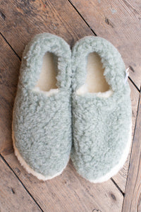 YOKO Wool Green Natural Slippers - The Mercantile London