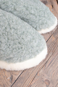 YOKO Wool Green Natural Slippers - The Mercantile London