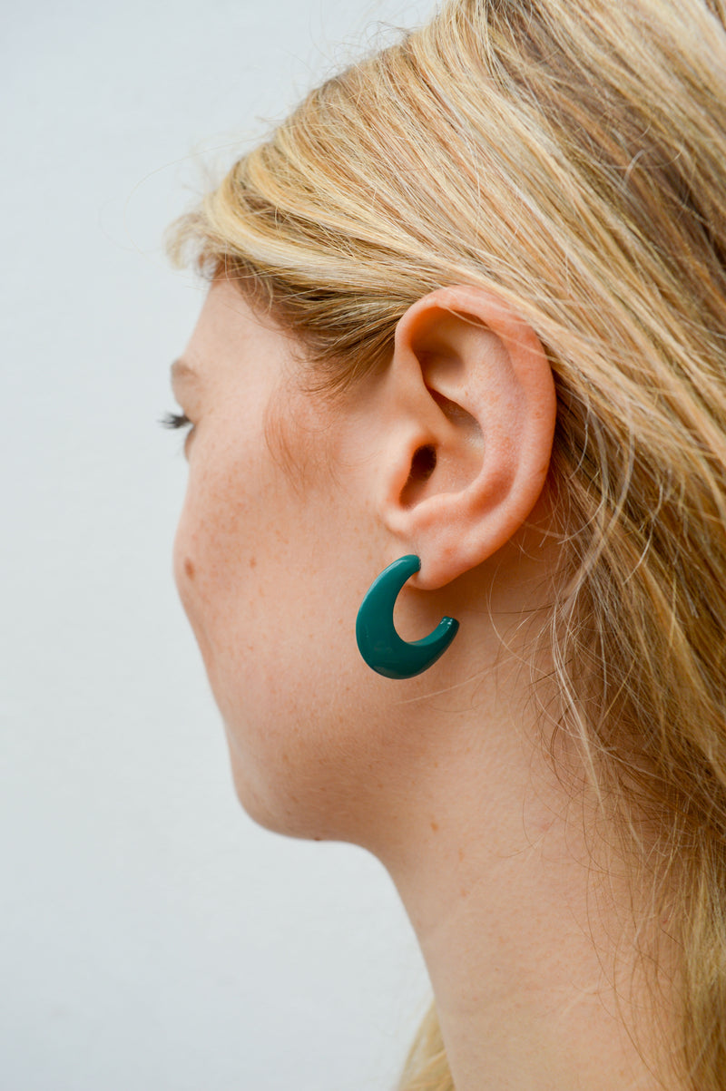 Branch Small Crescent Teal Hoop Earrings - The Mercantile London