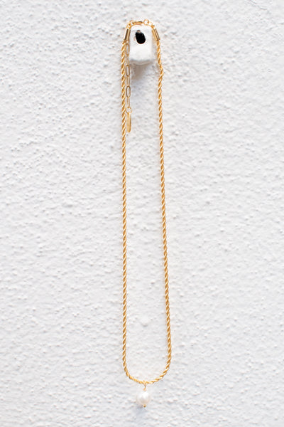 White Freshwater Pearl Twisted Chain Necklace - The Mercantile London