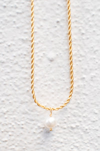 White Freshwater Pearl Twisted Chain Necklace - The Mercantile London