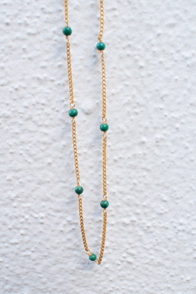 Shyla Venus Slim Malachite Necklace - The Mercantile London