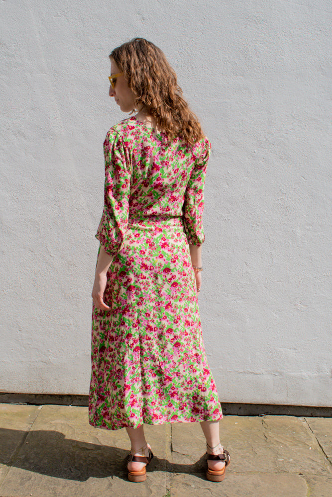 ICHI Enora Structured Flower Dress - The Mercantile London