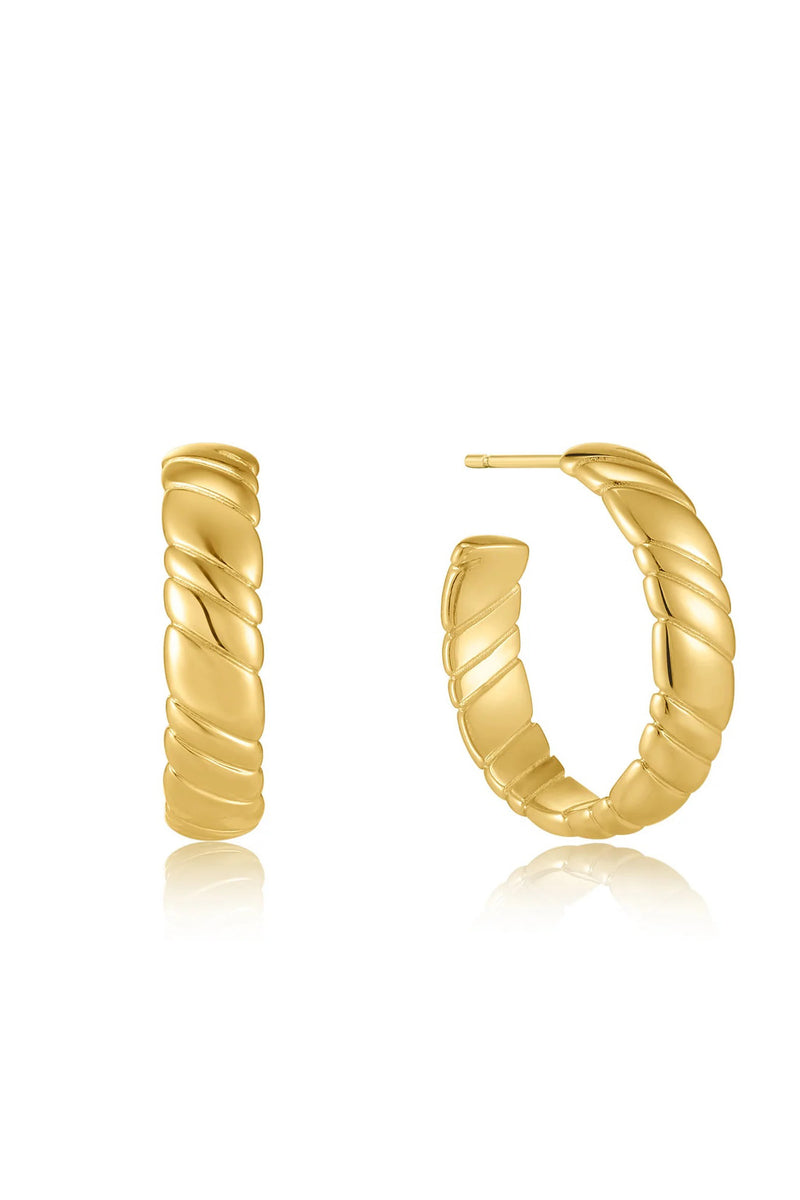 AW22 Ania Haie Gold Smooth Twist Hoop Earrings - The Mercantile London