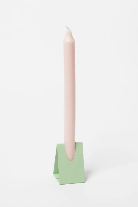 SS22 Block Design Triangle Mint Green Candleholder - The Mercantile London