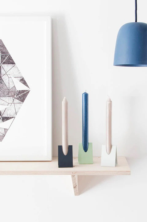 SS22 Block Design Triangle Off-White Candleholder - The Mercantile London