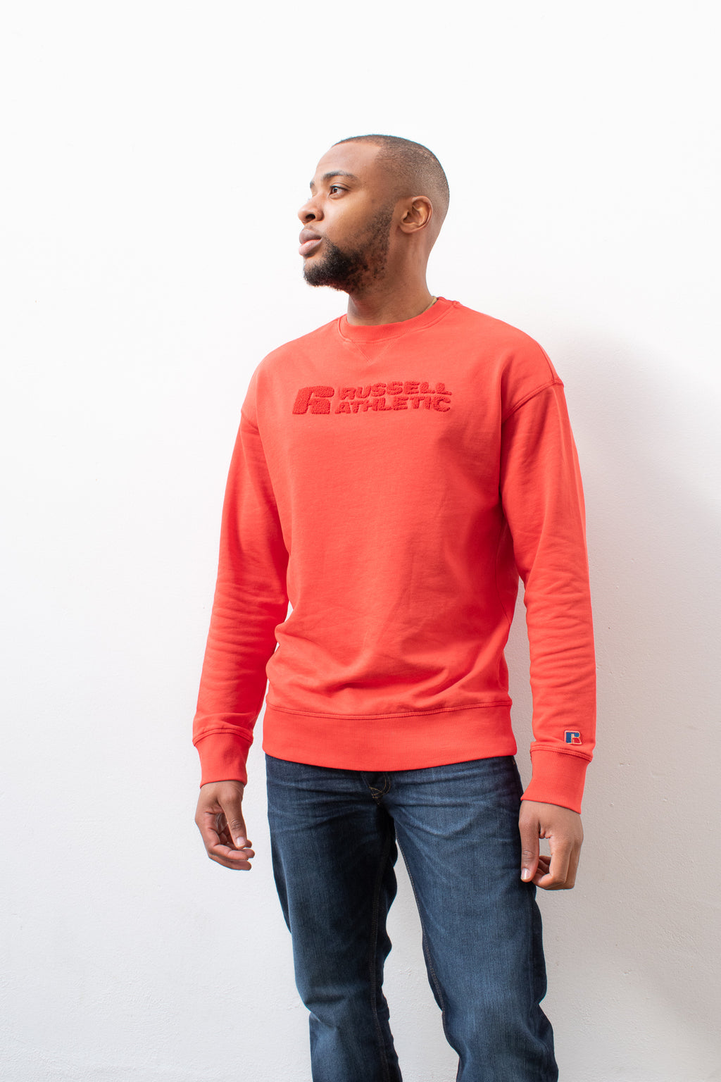 Russell Athletic Mens Damien True Red Crewneck Sweatshirt - The Mercantile London