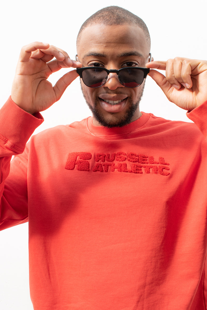 Russell Athletic Mens Damien True Red Crewneck Sweatshirt - The Mercantile London