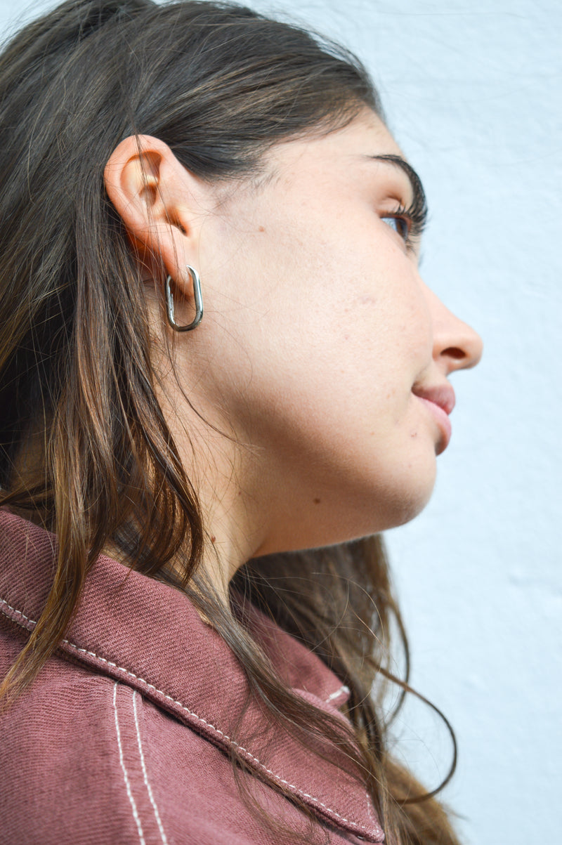 Formation Olivia Oval Silver Hoops - The Mercantile London