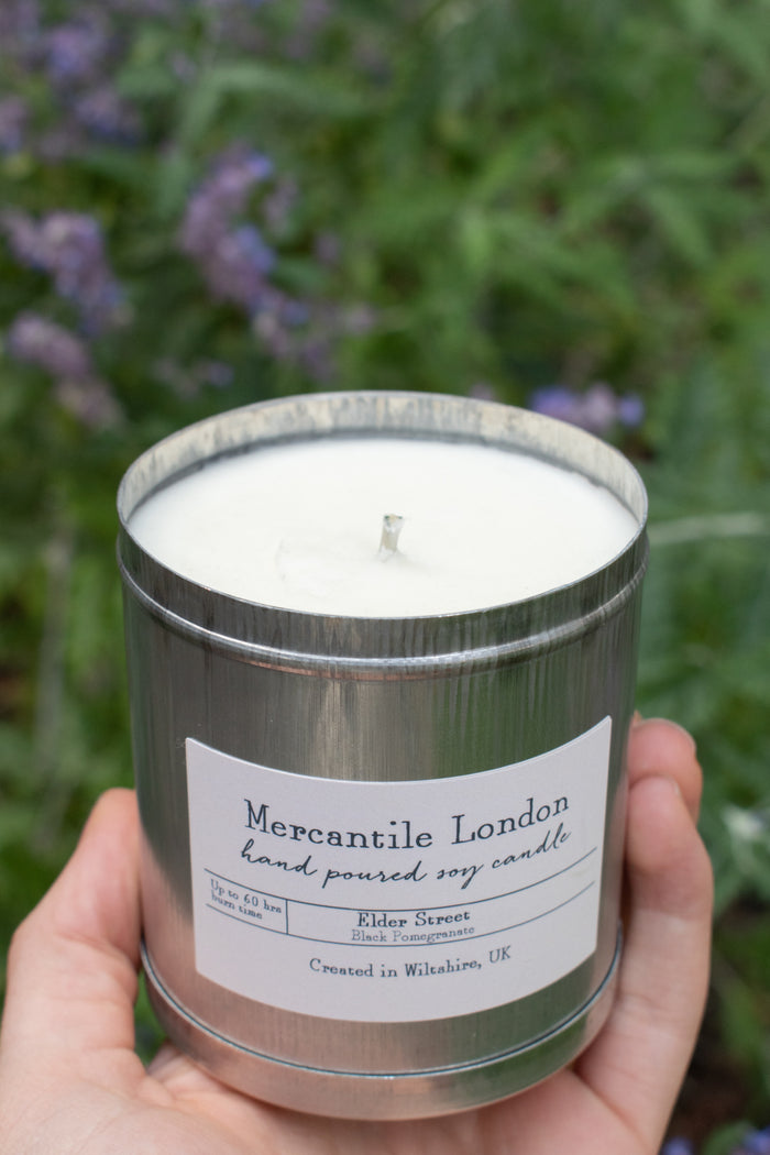 Mercantile London Elder Street Black Pomegranate Tin Candle - The Mercantile London