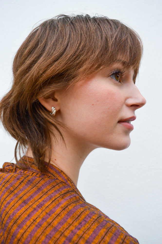 Rope Huggie Hoop Earrings in Silver - The Mercantile London