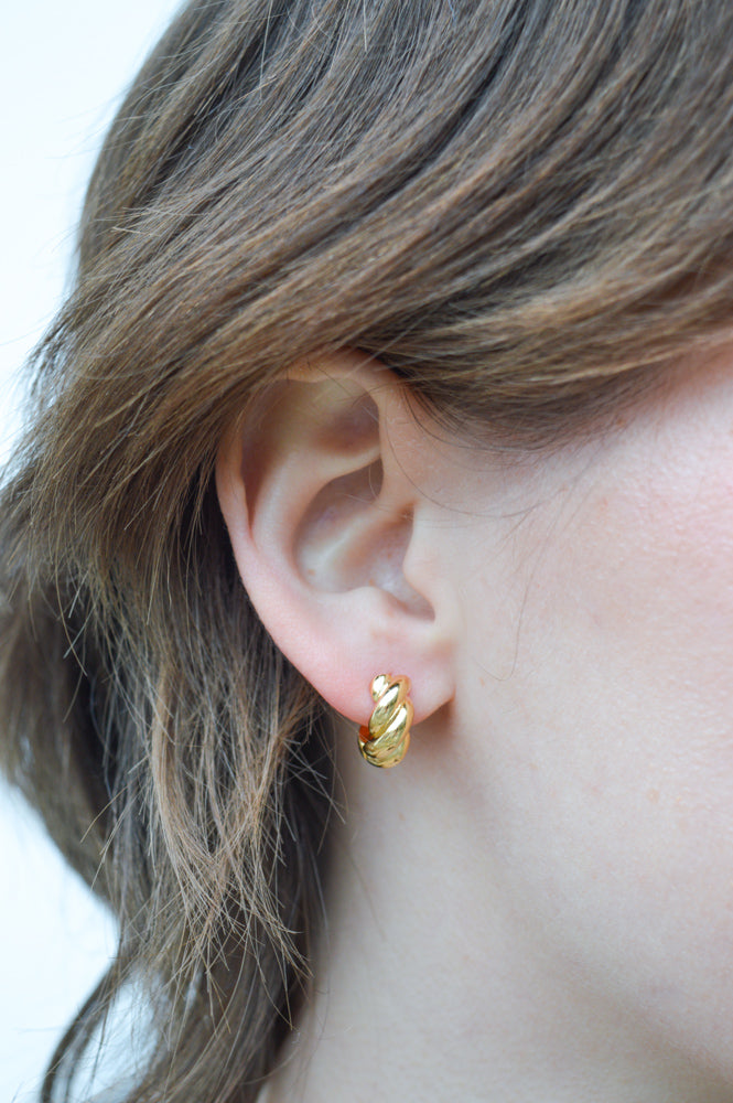 Rope Huggie Hoop Earrings in Gold - The Mercantile London