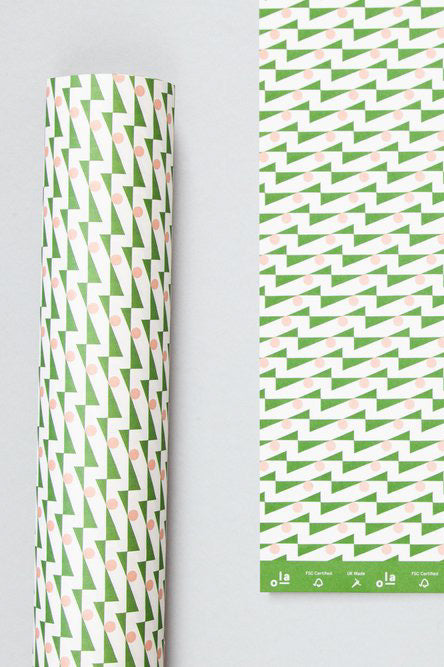 SS23 Ola Enid Print Gift Wrap in Pink & Green - The Mercantile London