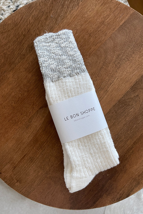 Le Bon  Shoppe Colour Block White Linen / Grey Cottage Socks - The Mercantile London