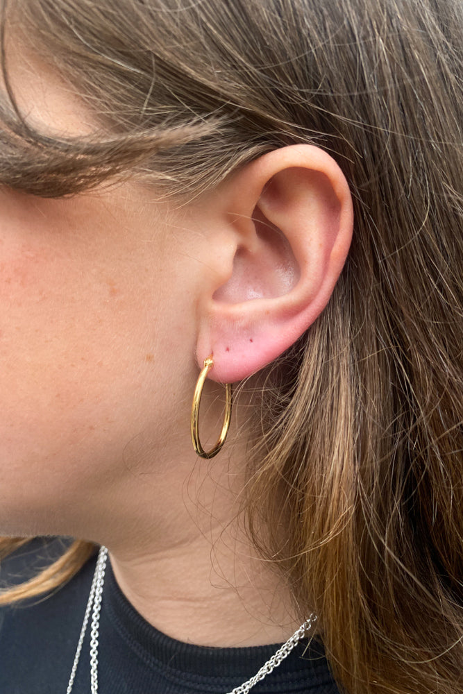 Mundy Plain Oval Gold Plate Earrings - The Mercantile London
