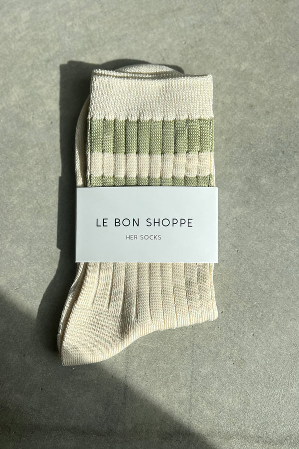 Le Bon Shoppe Her Varsity Guacamole Socks - The Mercantile London