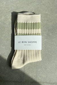 Le Bon Shoppe Her Varsity Guacamole Socks - The Mercantile London