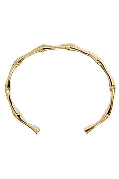 SS22 White Adjustable Open Bamboo Bracelet in Gold - The Mercantile London