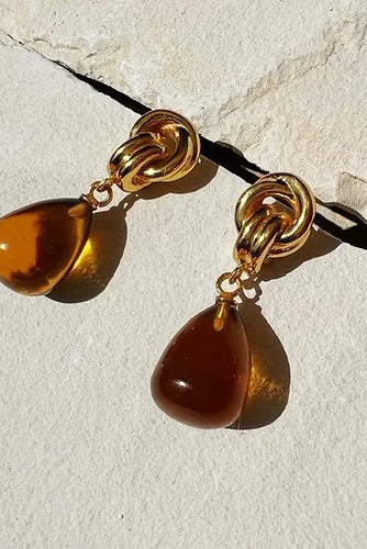AW22 Shyla Chunky Knot Citrine Earrings - The Mercantile London